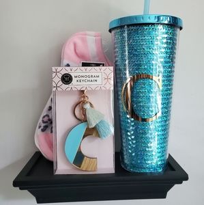 C monogrammed travel tumbler